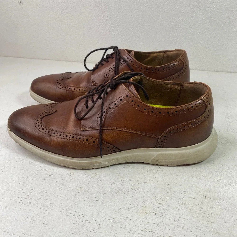 Florsheim Mens 10M Leather Brown Wingtip Oxford Dress Shoes Comfortech